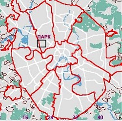Карта-навигатор, положение парка на карте Москвы