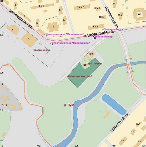Храм Покрова в Медведкове, карта